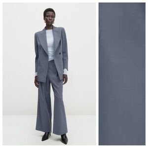 NWT. Massimo Dutti Studio Gray Viscose Blend Darted Wide-Leg Trousers. Size XS.